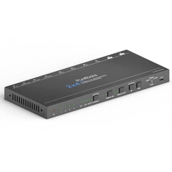 Спліттер/даунскейлер з аудіо де-ембеддером PureTools - HDMI 2x4, 4K (60Hz 4:4:4) PT-SP-HD24DA