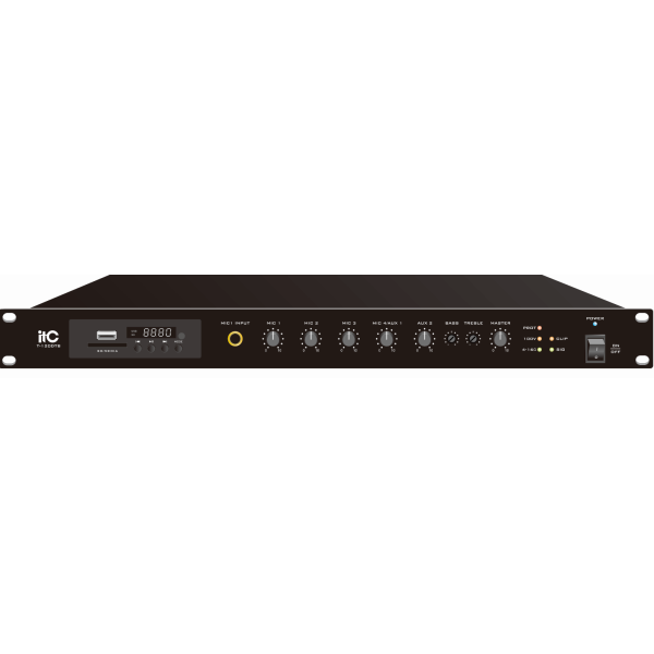 Мікшируючий підсилювач 500W, 100V & 4-16Ω, з MP3/USB/SD/TUNER/BT, 1EMC, 2AUX, 4 Phonejack T-500DTB Мікшируючий підсилювач 500W, 100V & 4-16Ω, з MP3/USB/SD/TUNER/BT, 1EMC, 2AUX, 4 Phonejack T-500DTB