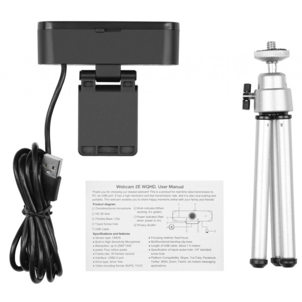 Веб-камера 2E WQHD 2К USB Black Веб-камера 2E WQHD 2К USB Black